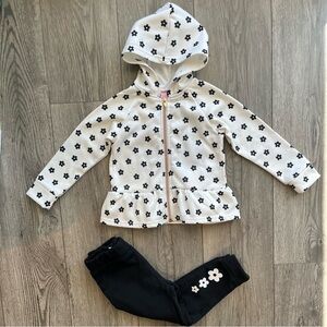 Penelope Mack Sport Girls 2 Piece Set Hoodie Jacket & Sweat Pants White Black 3T